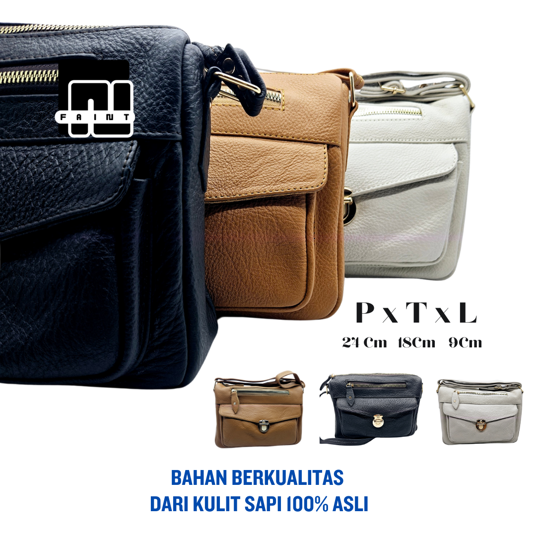 FAINT BAGS030525 TAS SELEMPANG WANITA MOTIF KULIT JERUK KULIT SAPI 100% ASLI KHAS GARUT 