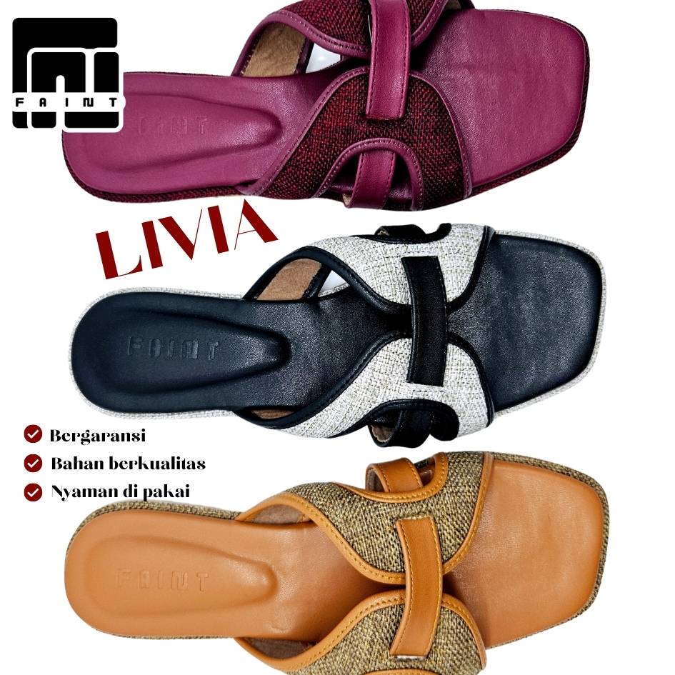 LIVIA Sandal Flat Wanita Bahan